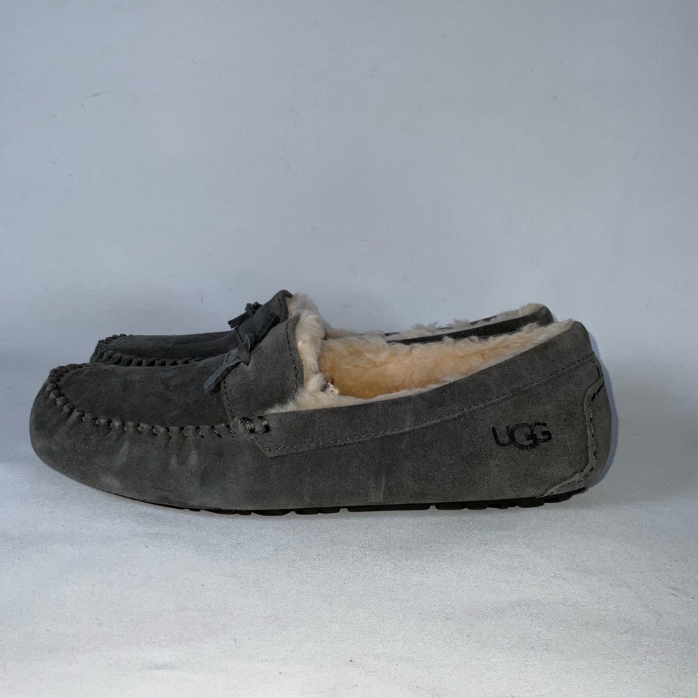 UGG Charcoal Suede Moccasin Slippers used